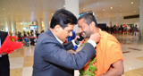 World Bunts Day: Dr Vishwasantosha Bharathi Swamiji accorded grand welcome at Dubai